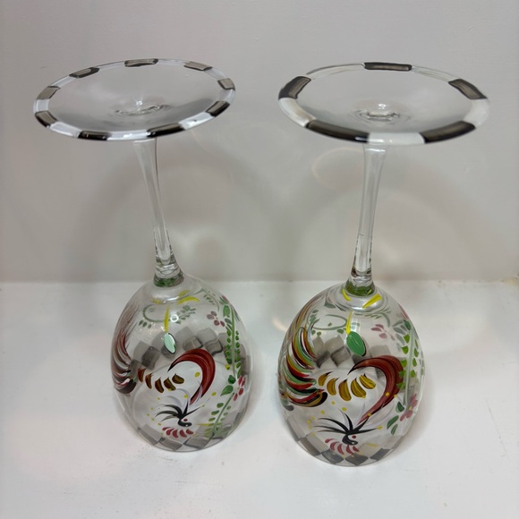 Mackenzie Childs style wine glasses, set of 2